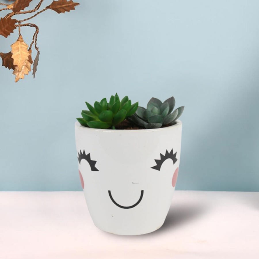 Garden Planters Wonderland Garden Arts and Craft | Ceramic Smiley Flower Pot For Home Decoration