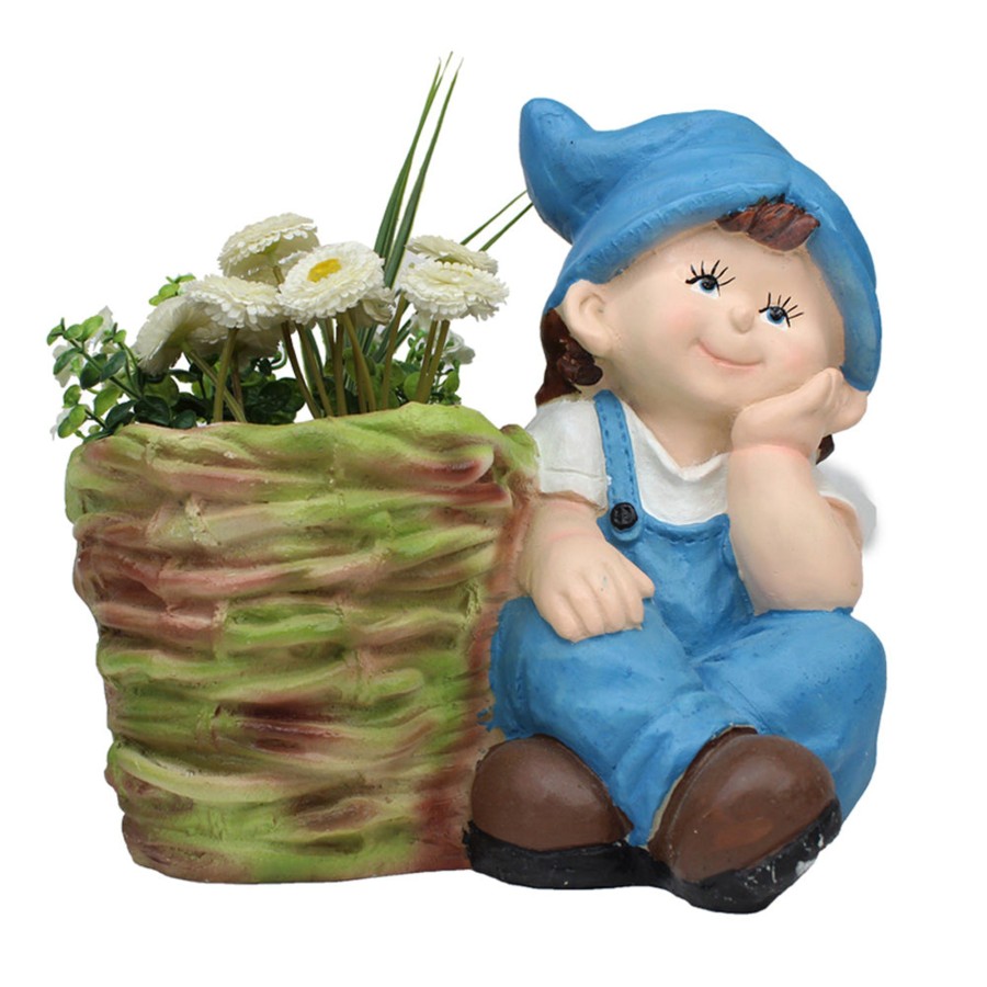 Garden Planters Wonderland | Boy With Pot Planter For Balcony And Garden Decoration (Blue)