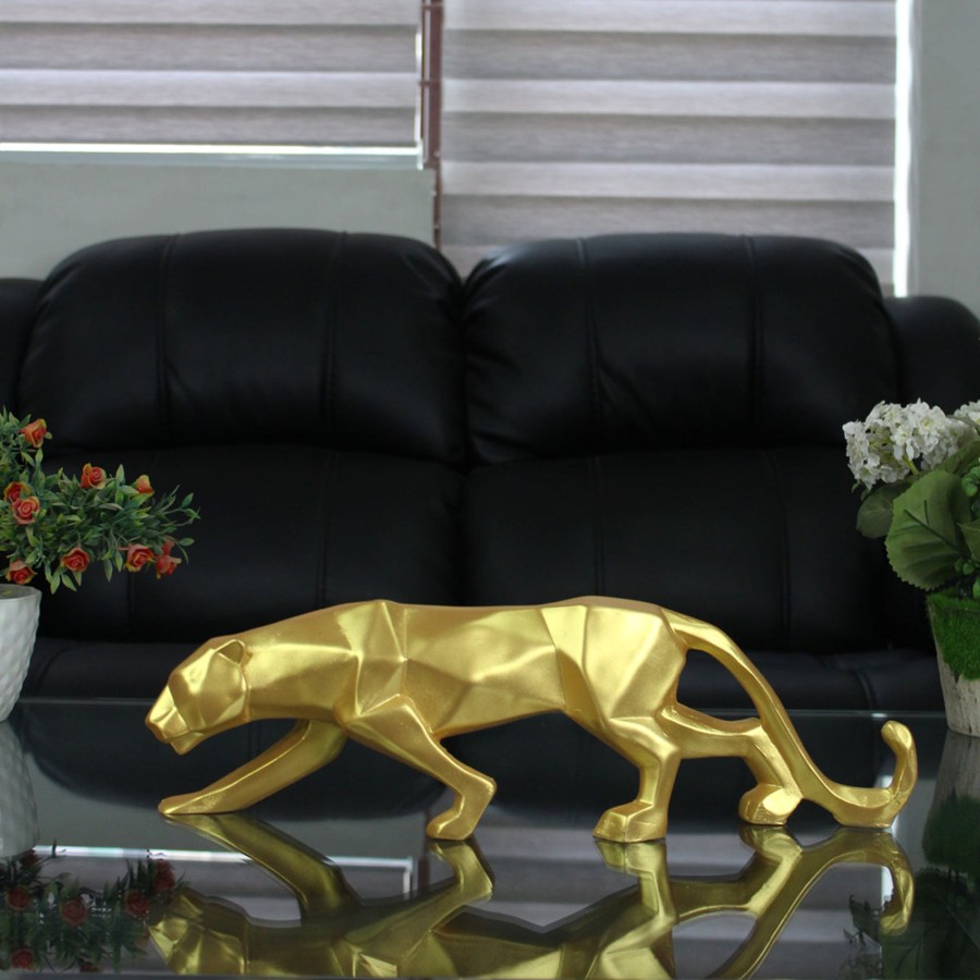 Home Decor Wonderland Table Top Decor | Golden Cheetah Statue