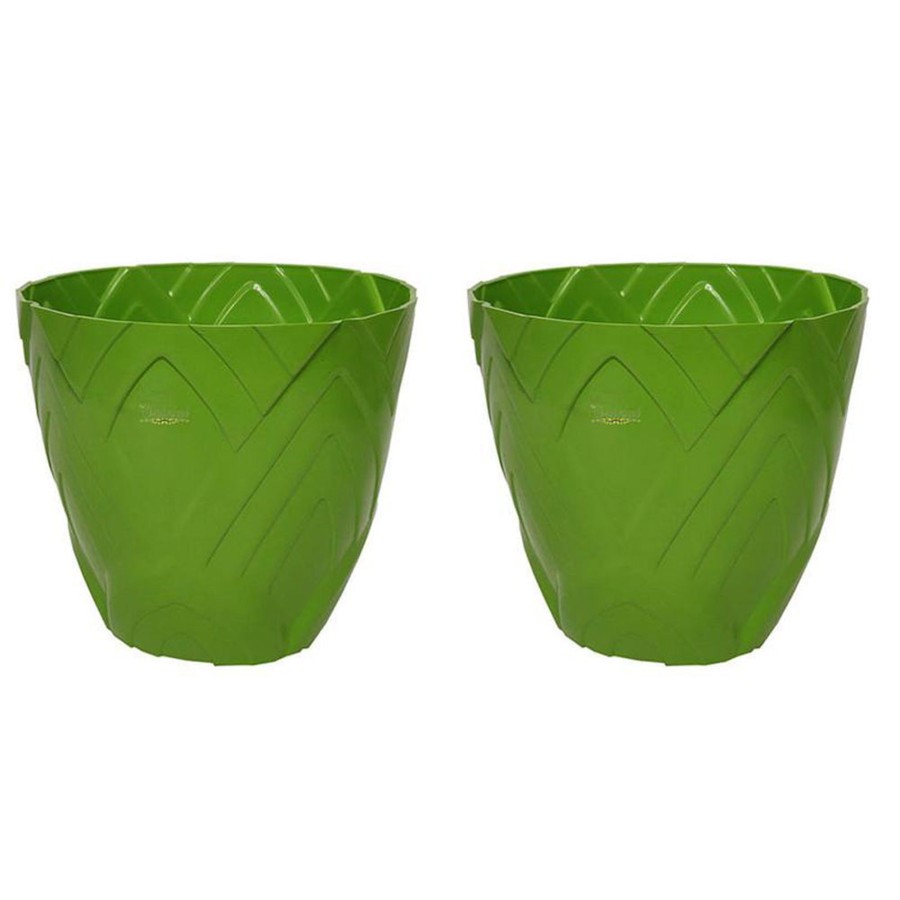 Garden Planters Wonderland | Set Of 2 : Green Lotus 8 Inches Pp/ Pvc / High Quality Plastic Planter