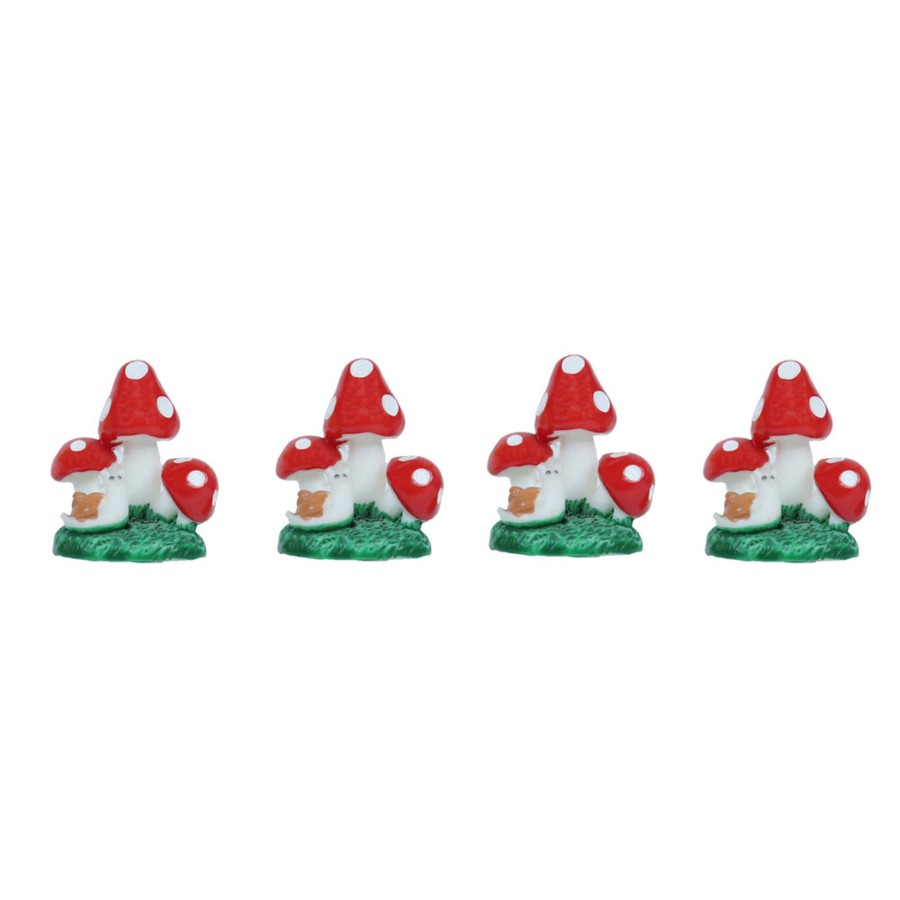 Miniature Fairy Garden Wonderland | Miniature Toys : (Set Of 4) Red Mushroom With Snail