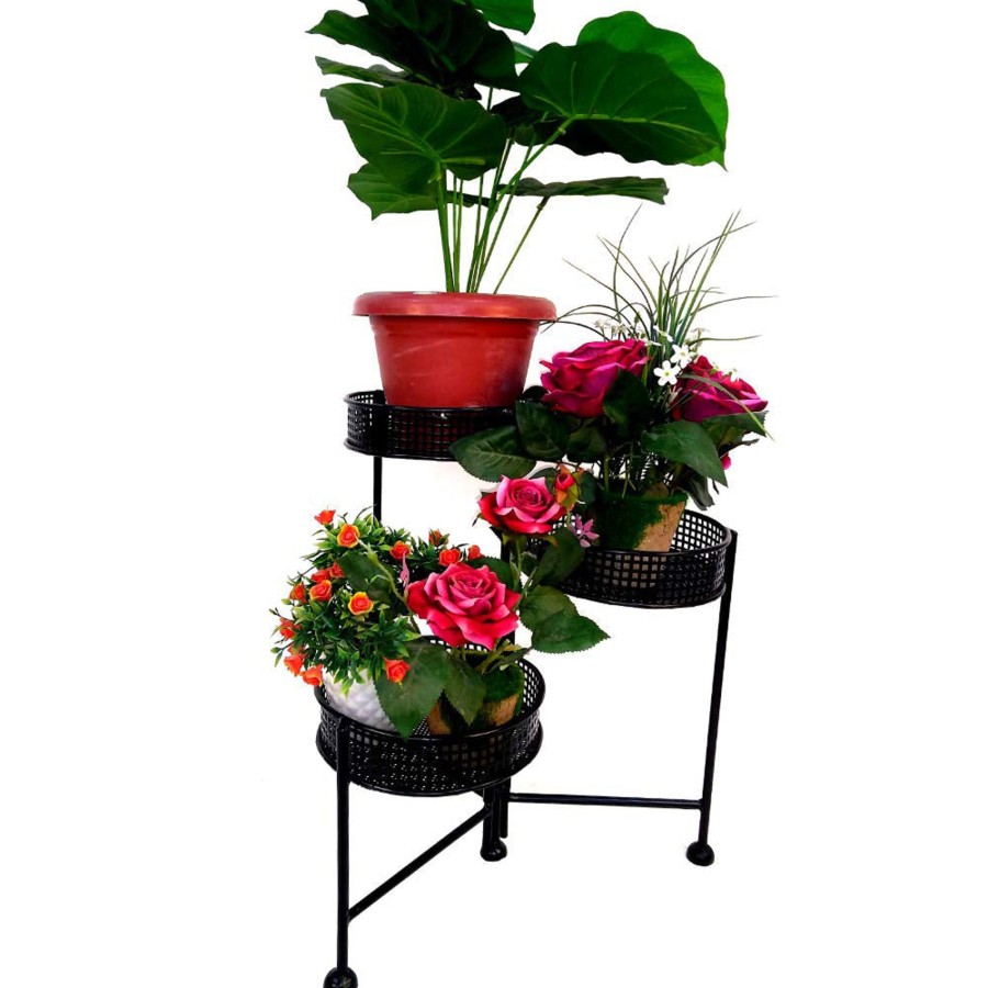 Garden Planters Wonderland | Folding Plant Stand For Home, Garden And Balcony Decoration (Black)