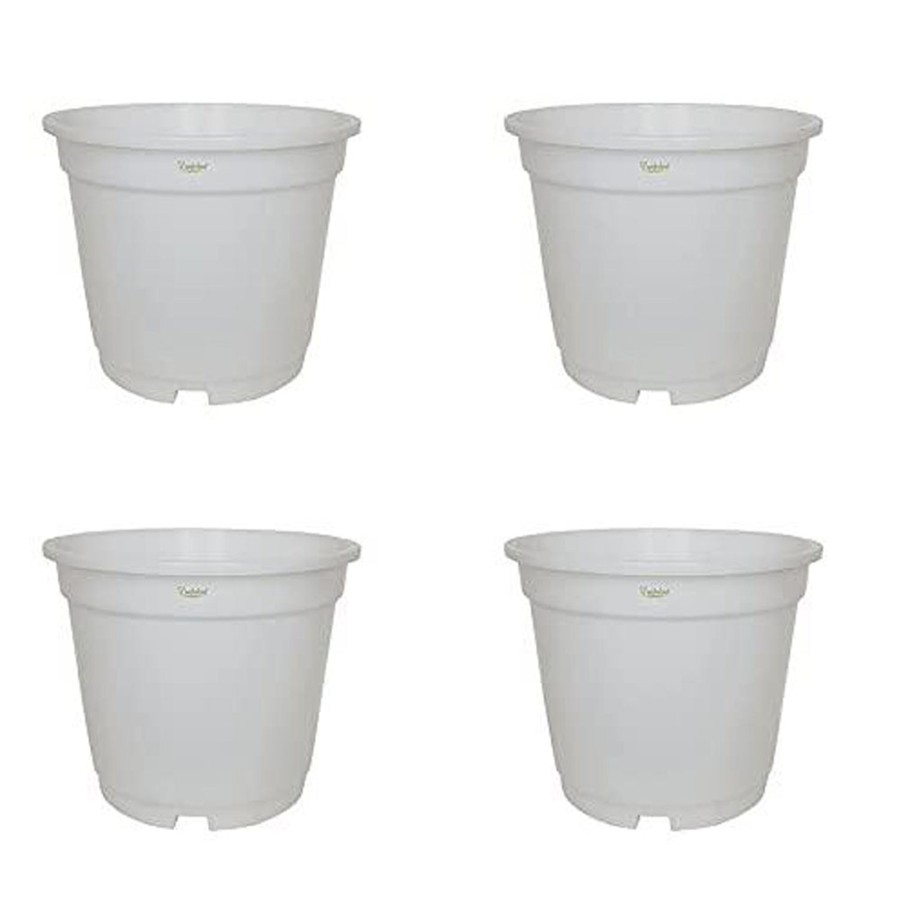 Garden Planters Wonderland | 8 Inch Set Of 4 Plastic Pots For Outdoor ( Plastic Pots For Home Plants) (White)