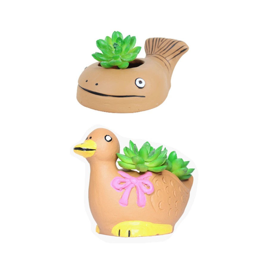 Garden Planters Wonderland | (Set Of 2) Terracotta Animal Shape Pots