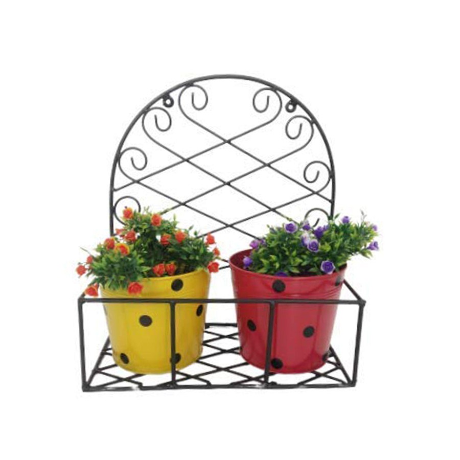 Garden Planters Wonderland | Wall Planter Stand With Two Pots For Home And Garden Decoration