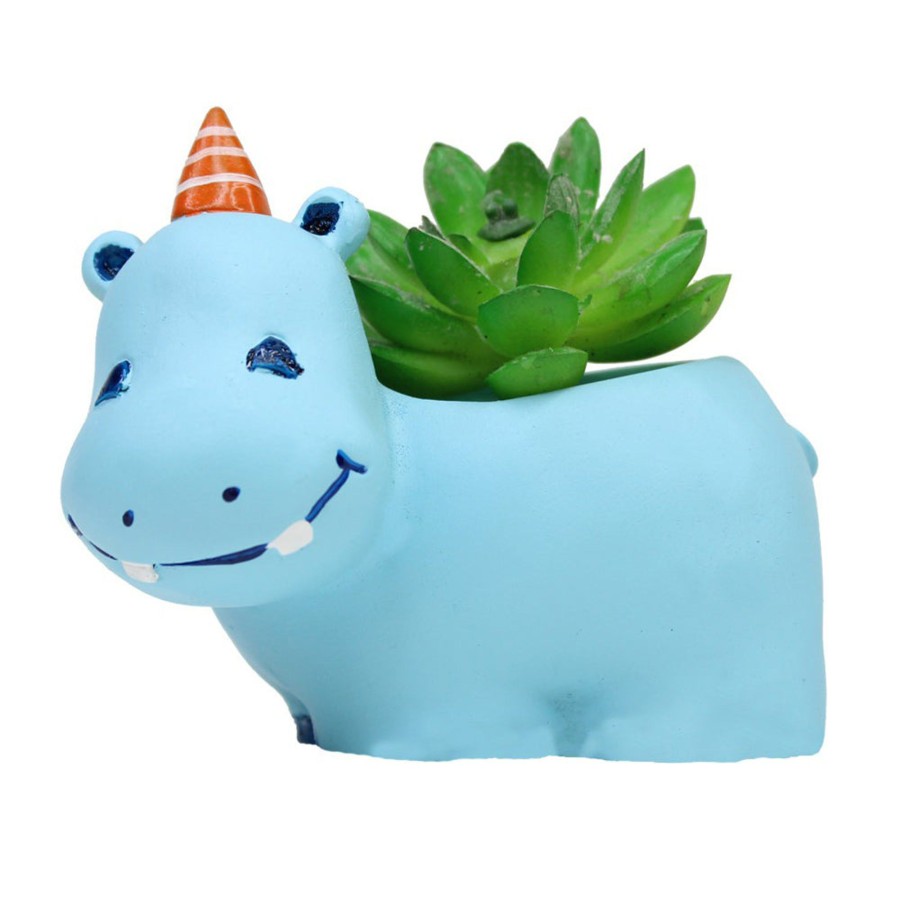 Garden Planters Wonderland | Blue Hippo Succulent Pot For Home And Balcony Decoration