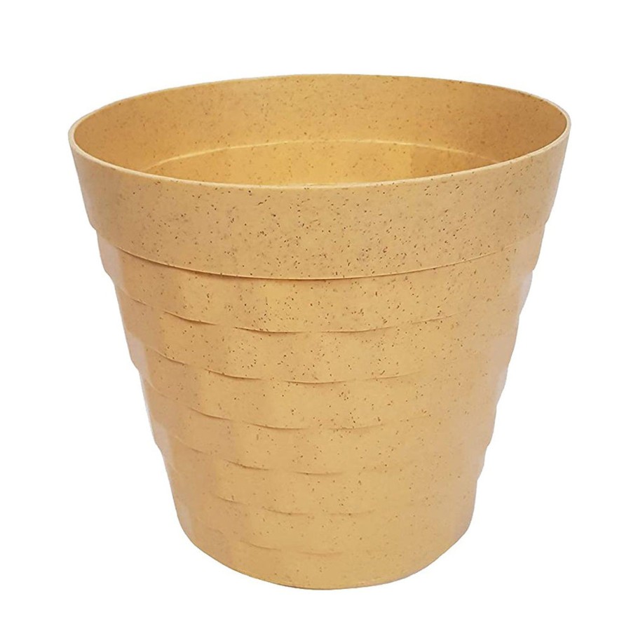 Garden Planters Wonderland | 12 Inches Brix Pots Outdoor Pots (Single) (Beige)