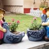 Garden Decor Wonderland Garden Statues | (Set Of 2) Boy & Girl With Duck Pot Planter For Garden Decoration