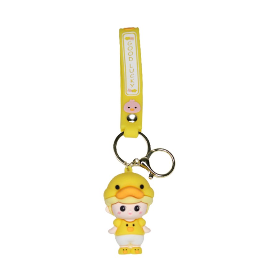 Gifts Wonderland Garden Arts and Craft | Duck Shape Doll Cartoon Style Keychain With Band ( Yellow )