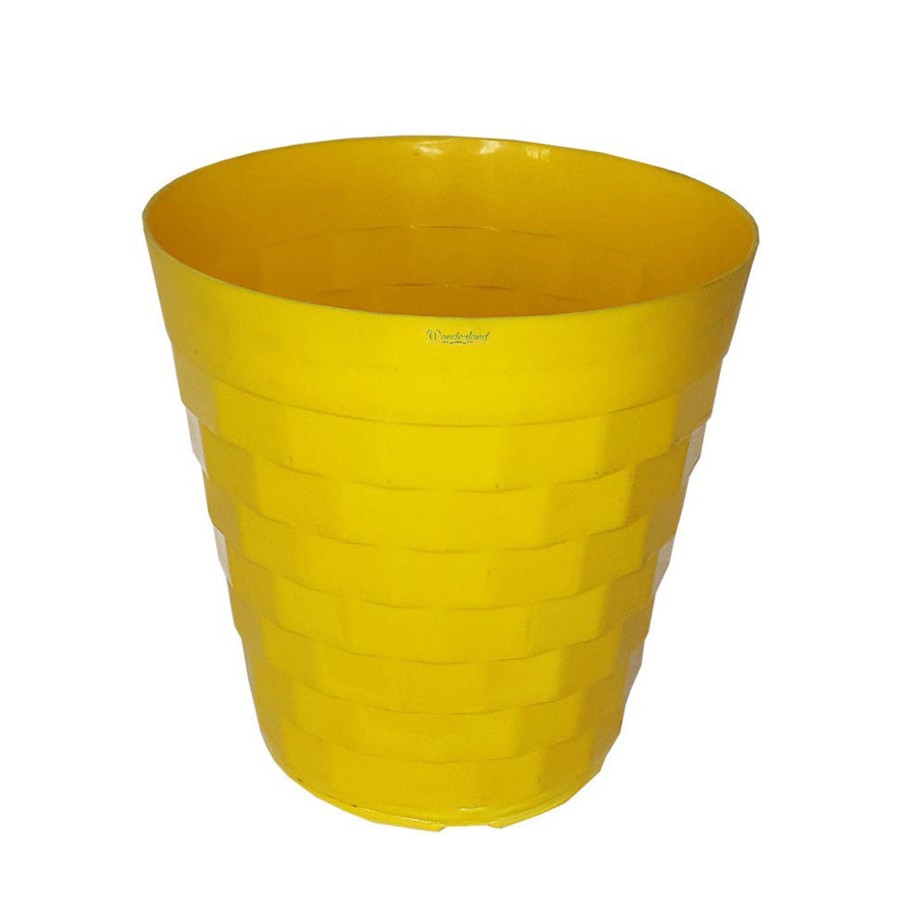 Garden Planters Wonderland | ( Set Of 2) 10 Inches Brix Plastic Round Garden Pots For Outdoor (Yellow)