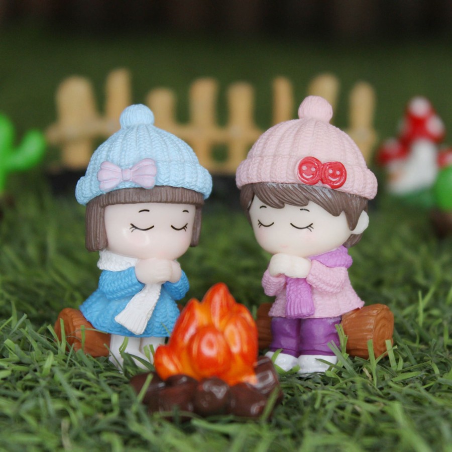 Miniature Fairy Garden Wonderland | Miniature Toys : Kids With Bonfire Miniature Toys (Blue & Pink)