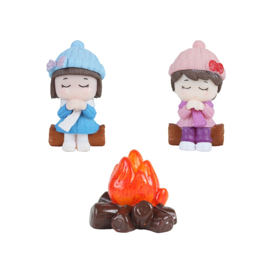 Miniature Fairy Garden Wonderland | Miniature Toys : Kids With Bonfire Miniature Toys (Blue & Pink)