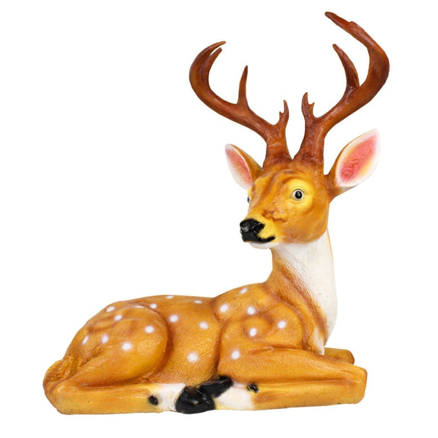 Garden Decor Wonderland Garden Statues | Deer With Horns Sitting For Balcony And Garden Decoration