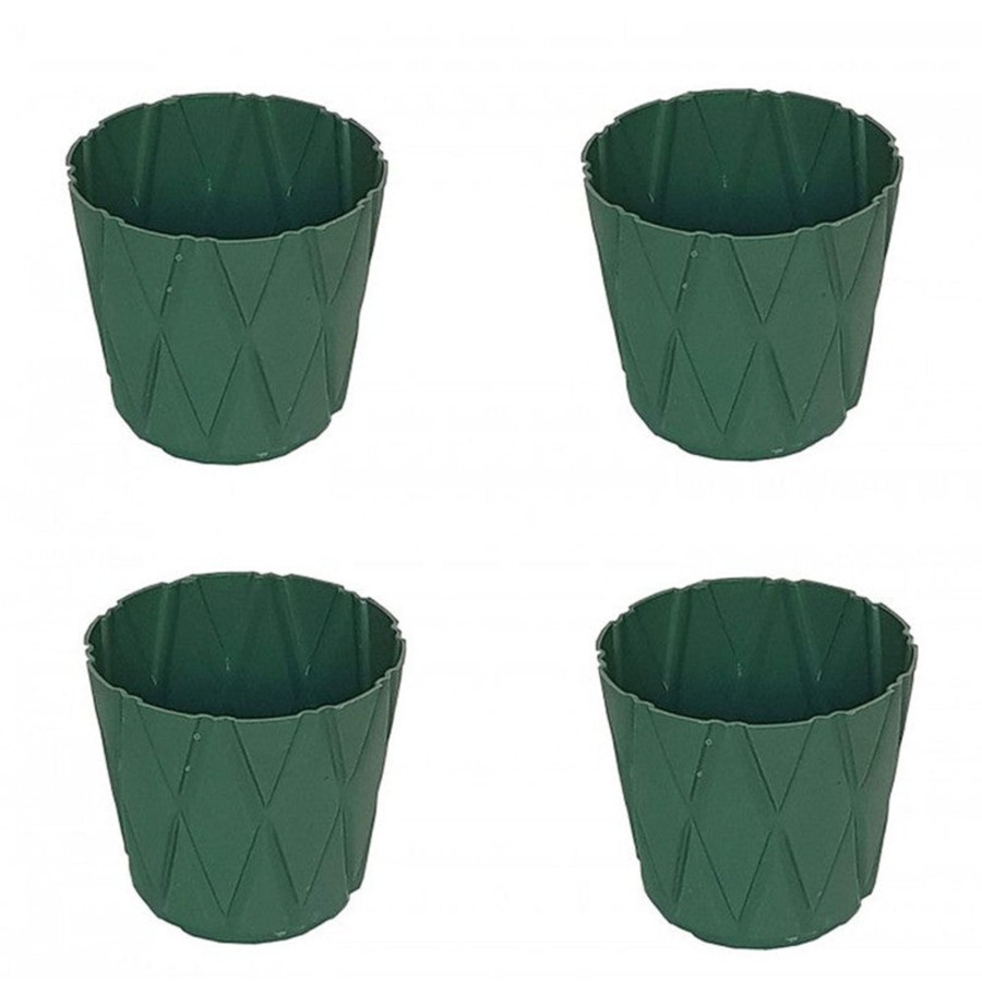 Garden Planters Wonderland | (Set Of 4) 4 X 4" Solitaire Pot For Home Garden, Green