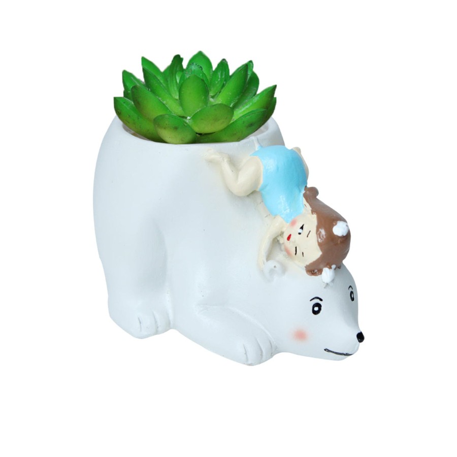 Garden Planters Wonderland | White Bear Succulent Pot For Home And Balcony Decoration