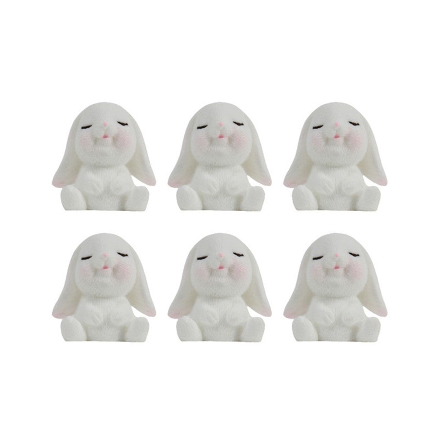 Miniature Fairy Garden Wonderland | Mini Sitting Bunny (Set Of 6)( Miniature Toys , Cake Toppers , Small Figuine, Valentine Rabbirs)