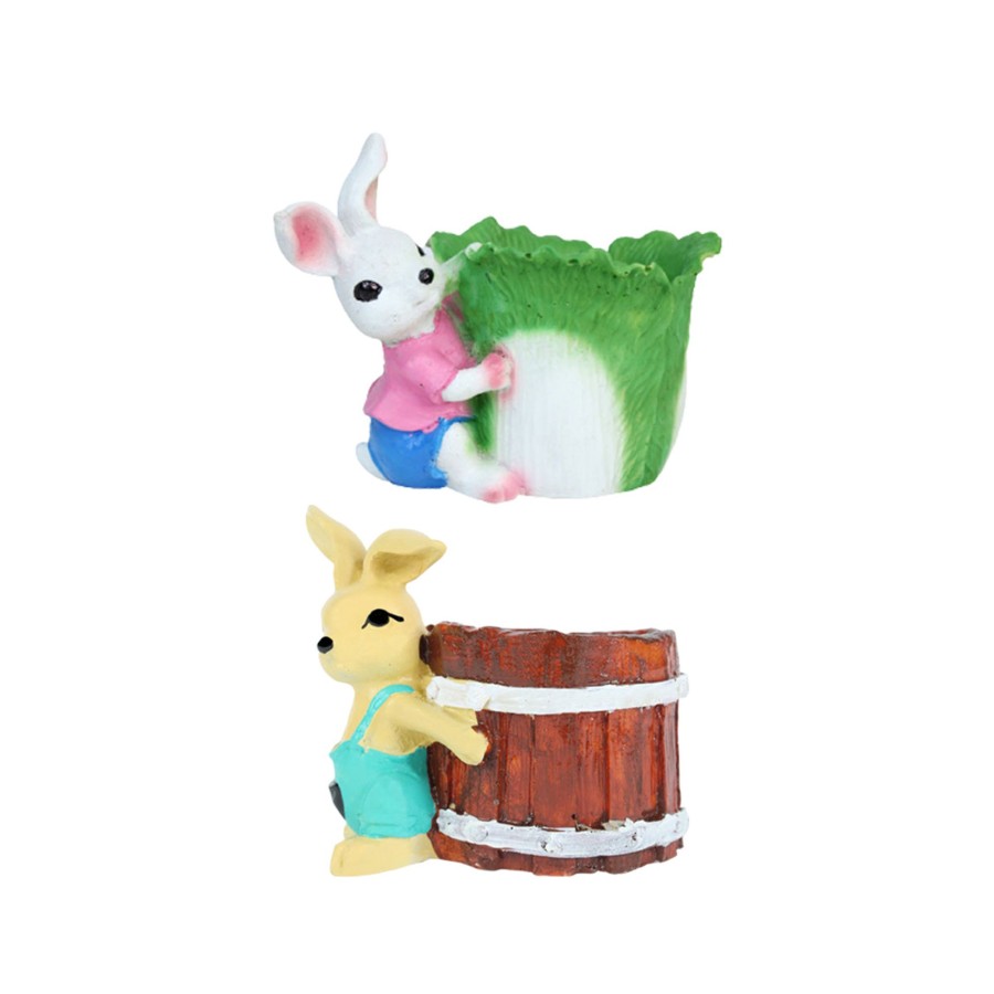 Garden Planters Wonderland | (Set Of 2) Bunny With Pot Succulent Planter