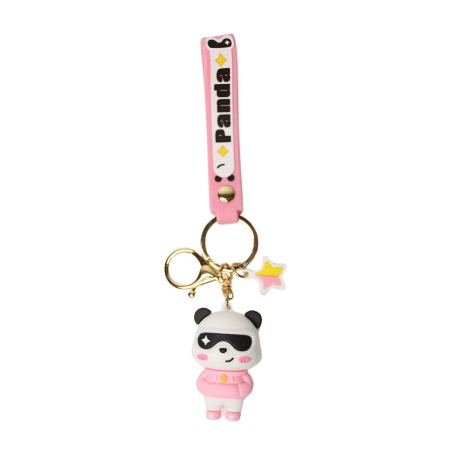 Gifts Wonderland | Wonderland Panda Specs Keychain In Pink 2-In-1 Cartoon Style Keychain And Bag Charms Fun And Functional Accessories For Bags And Keys