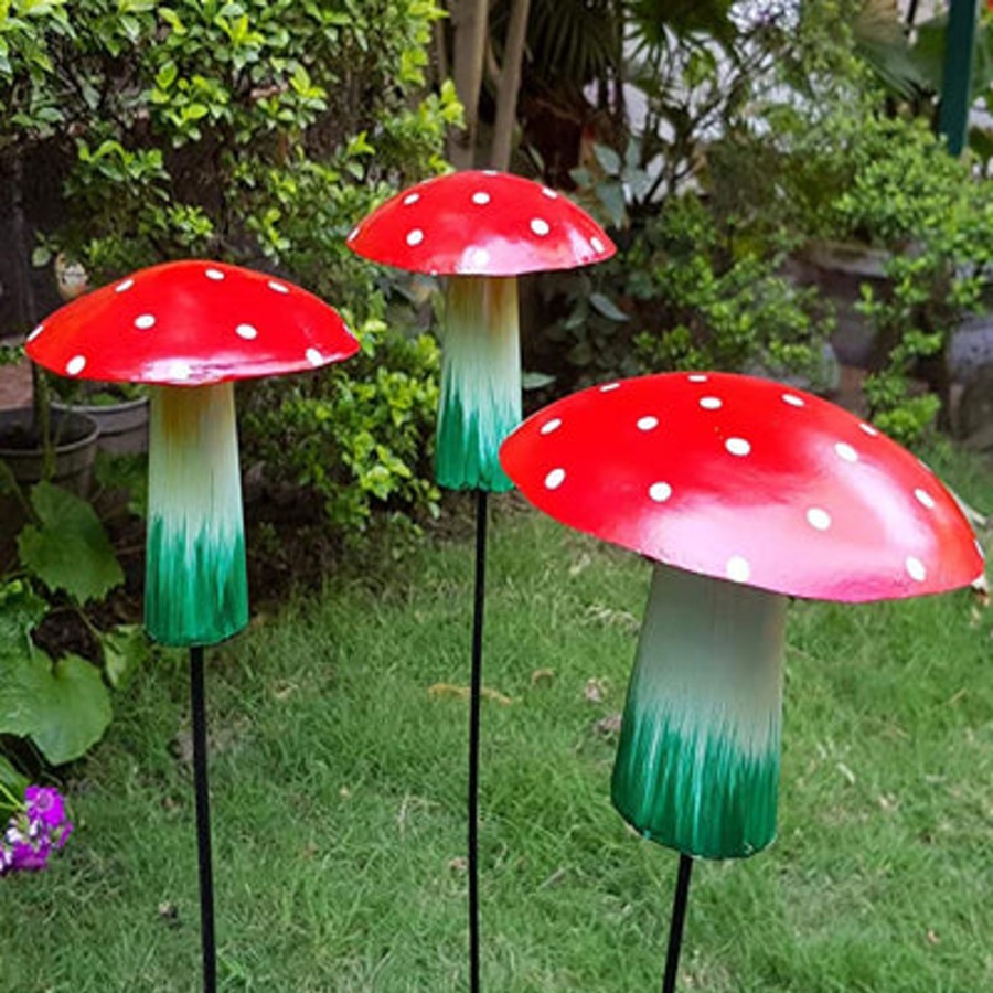 Garden Decor Wonderland Garden Stickes | (Set Of 3) Full Mushroom Garden Stick/Stack For Garden Decoration