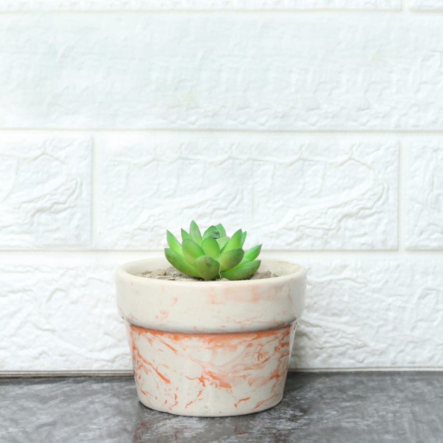 Garden Planters Wonderland Garden Arts and Craft | Ceramic Planters Marble Cone Pot (Orange)