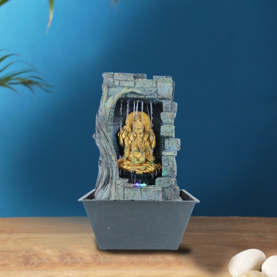 Home Decor Wonderland Fountains | Table Top Ganesh Fountain For Home Decoration (Grey)