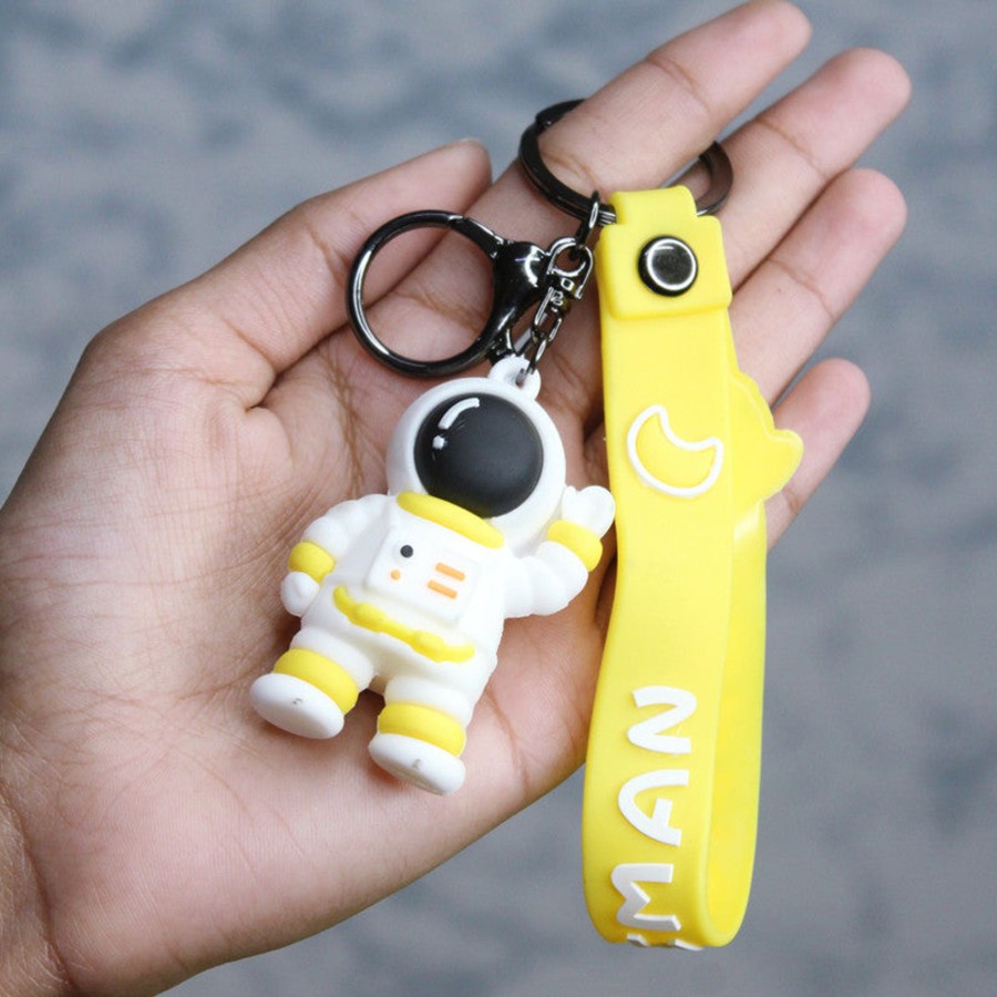 Gifts Wonderland | Wonderland Space Keychain In Yellow 2-In-1 Cartoon Style Keychain And Bag Charms Fun And Functional Accessories For Bags And Keys