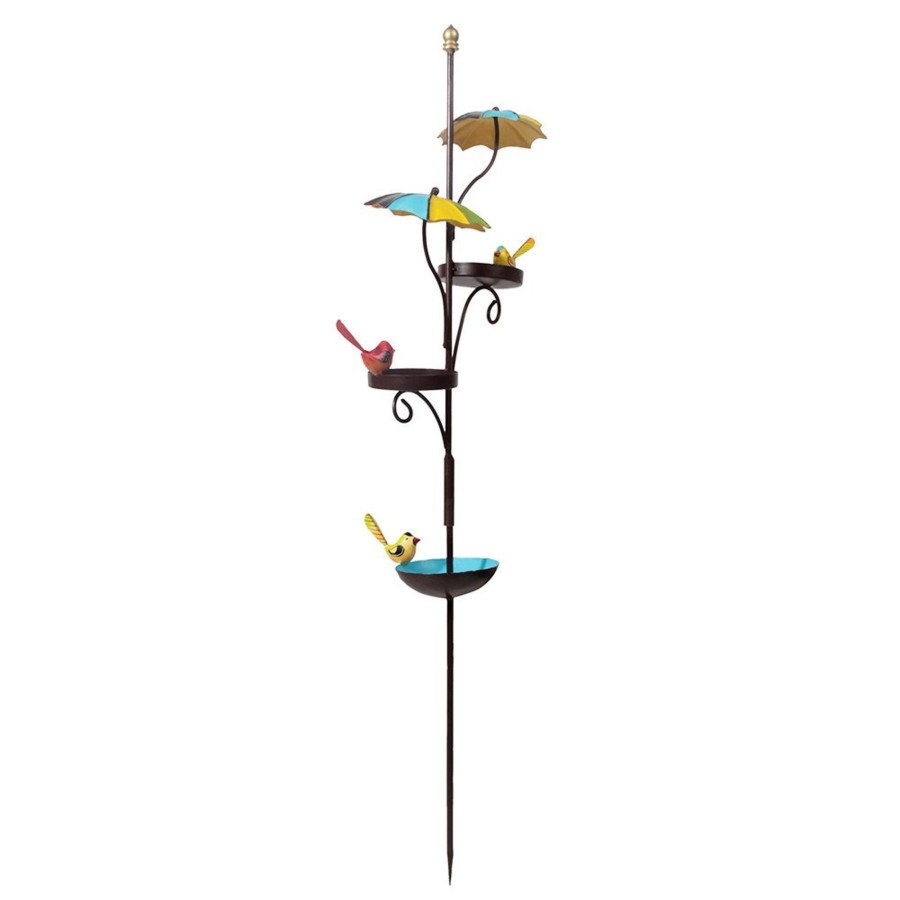 Garden Decor Wonderland Metal Yard Art | Metal Umbrella Bird Feeder Stake For Garden And Balcony Decoration