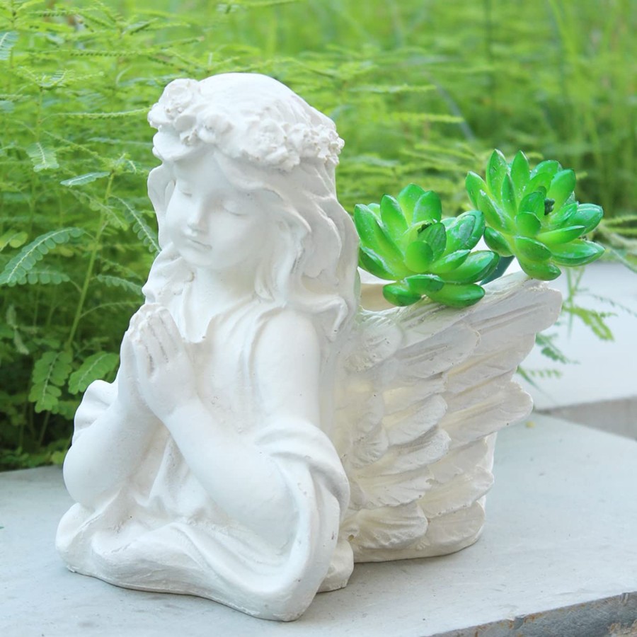 Garden Planters Wonderland | Praying Angel With Pot Planter For Home And Garden Decoration