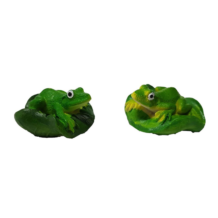 Miniature Fairy Garden Wonderland | Miniature Toys : (Set Of 2) Frog On Leaf For Fairy Garden Accessories