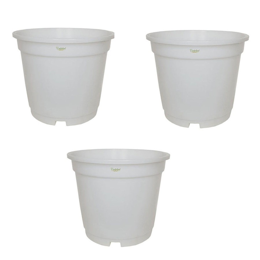 Garden Planters Wonderland | 8 Inch Set Of 3 Plastic Pots For Outdoor ( Plastic Pots For Home Plants) (White)