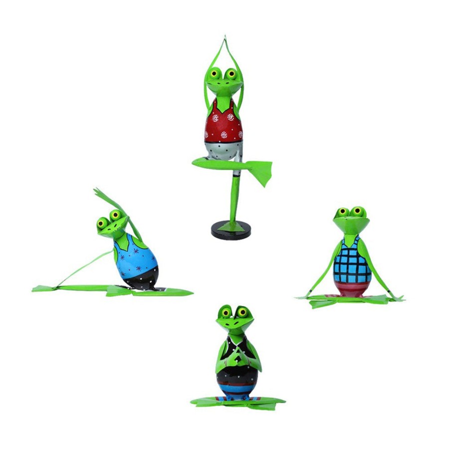 Garden Decor Wonderland Metal Yard Art | (Set Of 4) Metal Yoga Frogs For Home And Garden Decoration