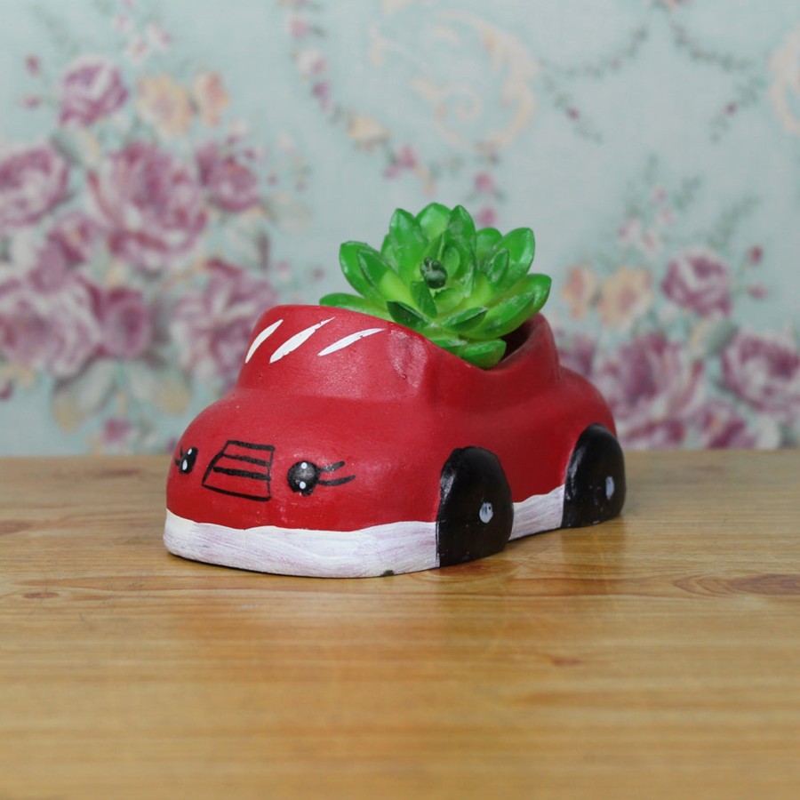 Garden Planters Wonderland | Small Car Succulent Pot For Home Decoration (Red)