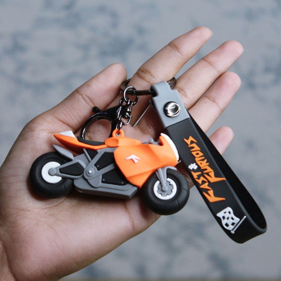 Gifts Wonderland | Wonderland Bike Keychain In Orange 2-In-1 Cartoon Style Keychain And Bag Charms Fun And Functional Accessories For Bags And Keys