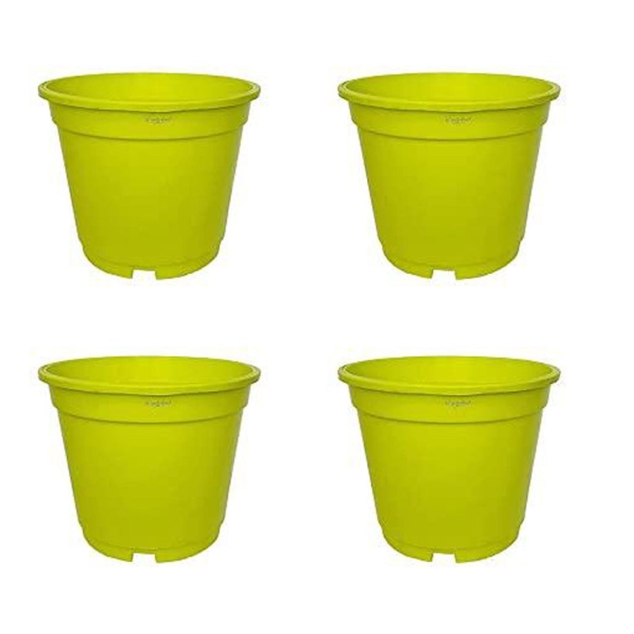 Garden Planters Wonderland | 8 Inch Set Of 4 Plastic Pots For Outdoor ( Plastic Pots For Home Plants) (Green)