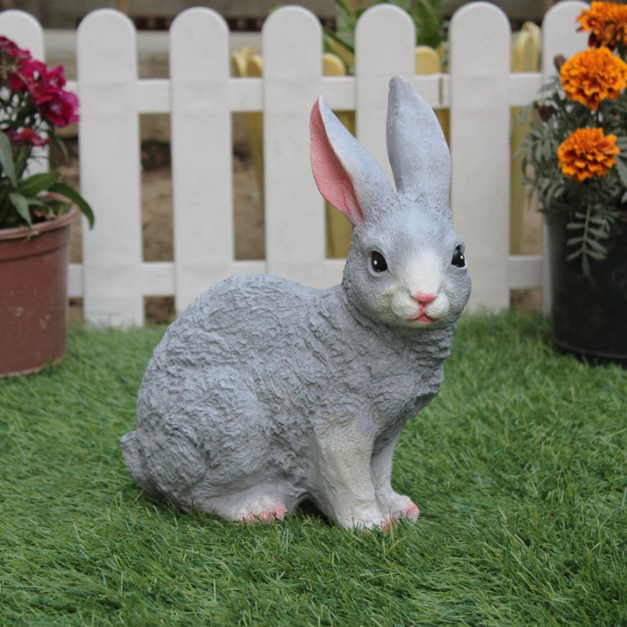 Garden Decor Wonderland Garden Statues | Wonderland Resin Garden Decor Cute Sitting Rabbit (Grey)