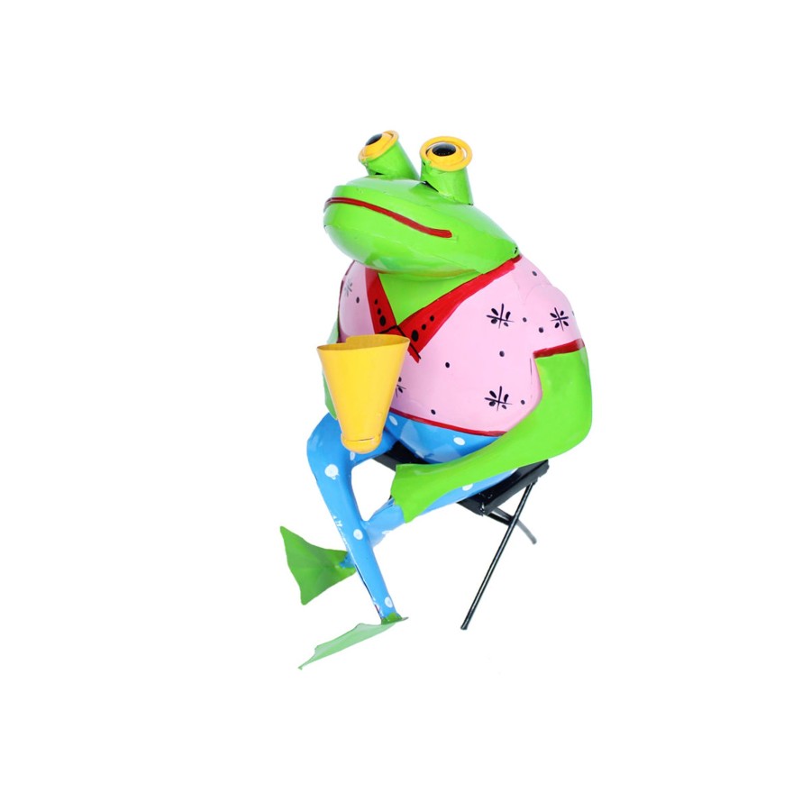 Garden Decor Wonderland Metal Yard Art | Frog On Chair For Home, Balcony And Garden Decoration (Pink)