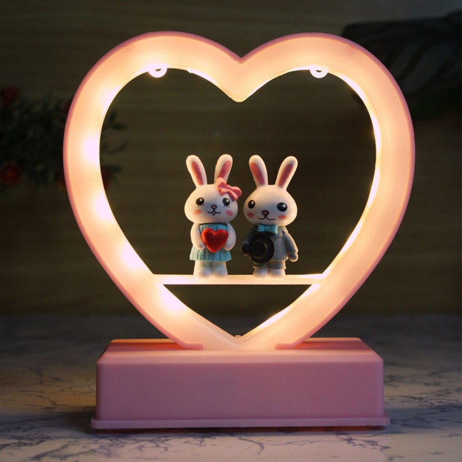 Gifts Wonderland | Wonderland Couple Gifting Heart Shape Light With Cute Bunny Couple Inside