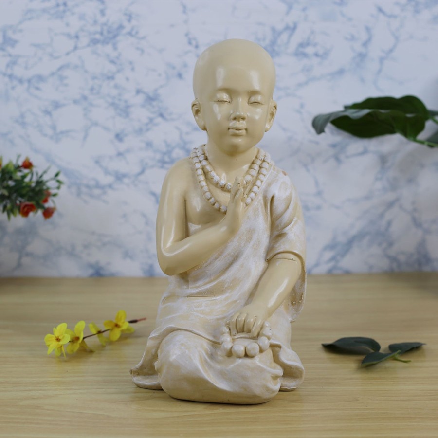 Garden Decor Wonderland Buddha And Monk Statue | Wonderland Resin Mala Monk Resin Garden And Home Statue