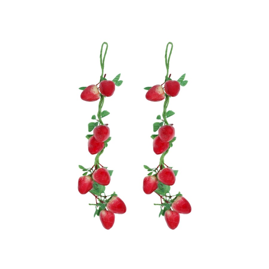 Artificial Turf Plants Wonderland | Real Looking Artificial Fruit Strawberry (Set Of 2) String