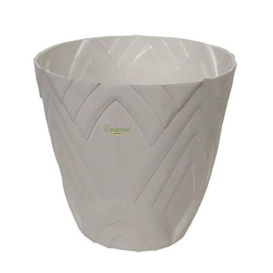 Garden Planters Wonderland | Single White : Lotus 8 Inches Pp/ Pvc / High Quality Plastic Planter