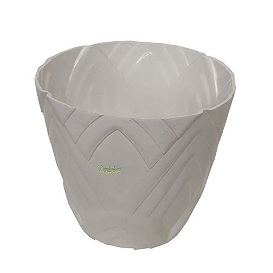 Garden Planters Wonderland | Single White : Lotus 8 Inches Pp/ Pvc / High Quality Plastic Planter