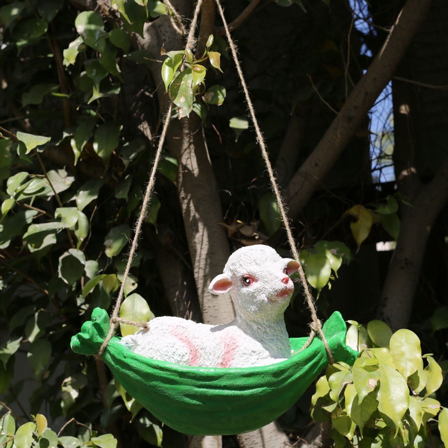 Garden Decor Wonderland Garden Statues | Hanging Lamb For Garden Decor-Green