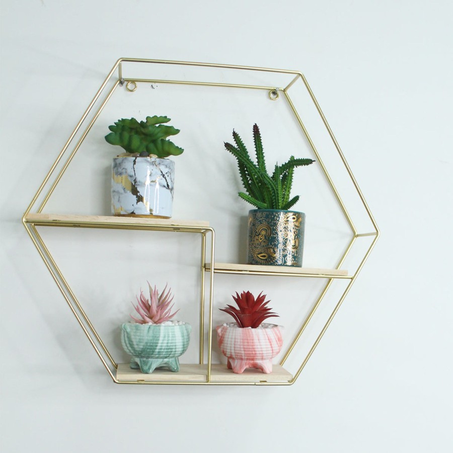 Home Decor Wonderland Wall Shelf | Octagon Shape Three Level Wall Shelf