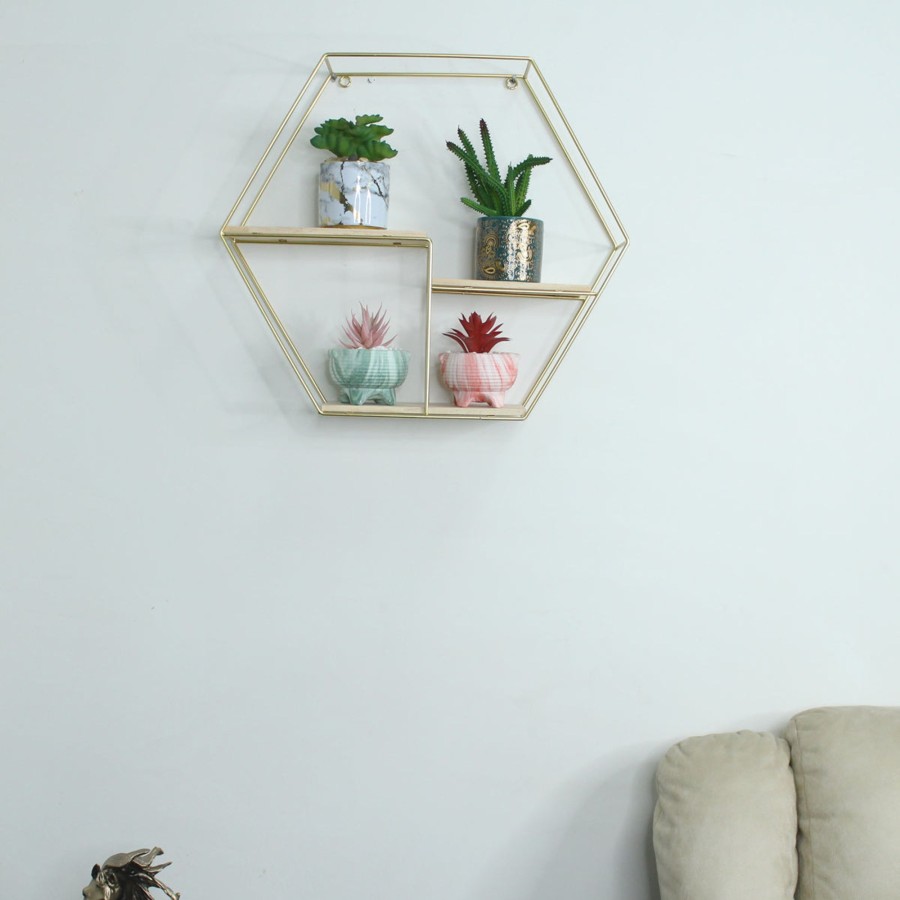 Home Decor Wonderland Wall Shelf | Octagon Shape Three Level Wall Shelf