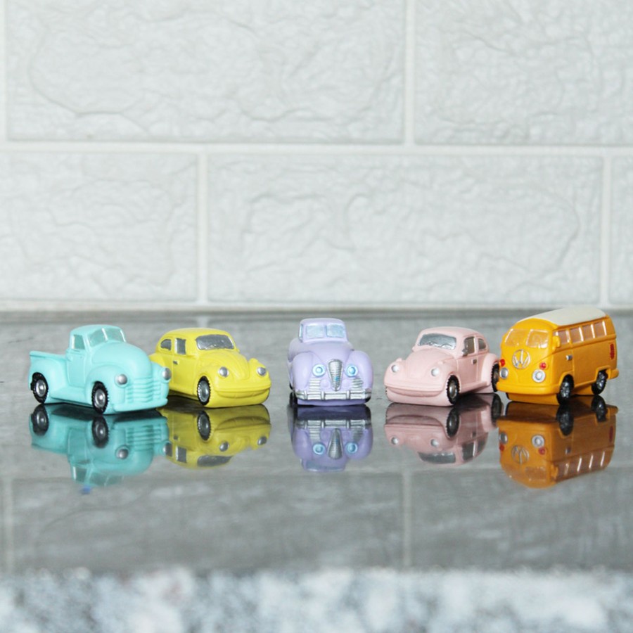 Miniature Fairy Garden Wonderland | Miniature Toys : (Set Of 5) Car And Bus For Fairy Garden Accessories