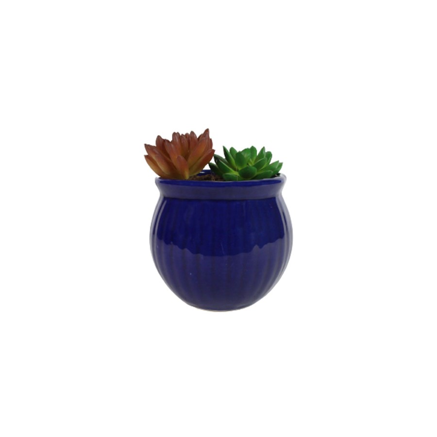 Garden Planters Wonderland | Ceramic Matka Flower Pot (Dark Blue)