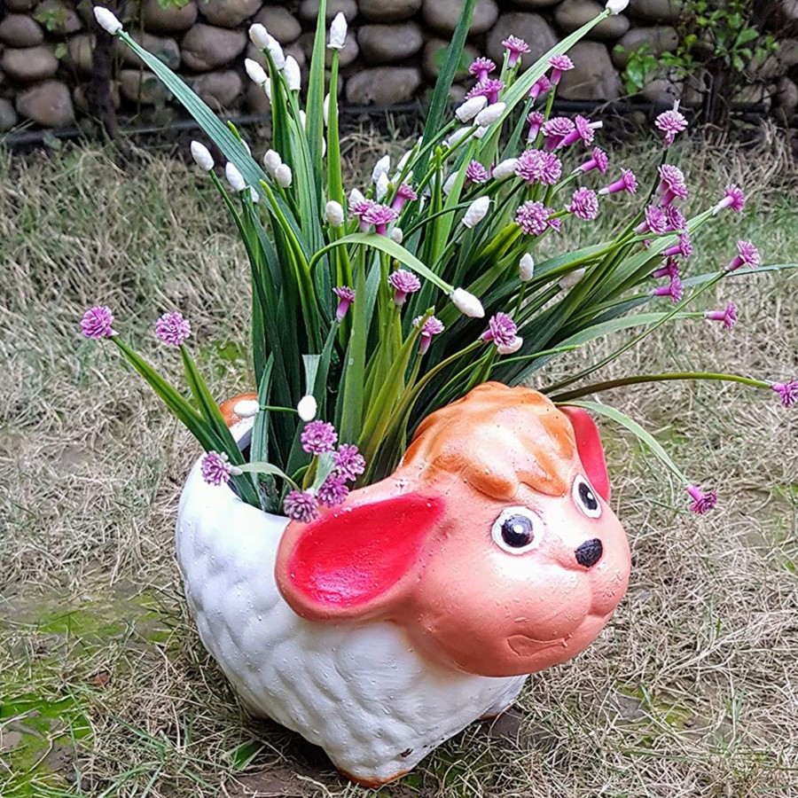 Garden Planters Wonderland | Resin Sheep Planter (Garden Pots, Table Top Pots, Pots For Gifting, Balcony Decor, Pots For Small Plants) Multicolour