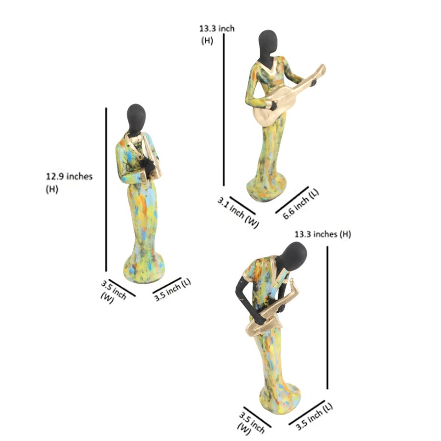 Home Decor Wonderland Table Top Decor | Polyresin Set Of 4 Musicians ( Home Decor Statue)