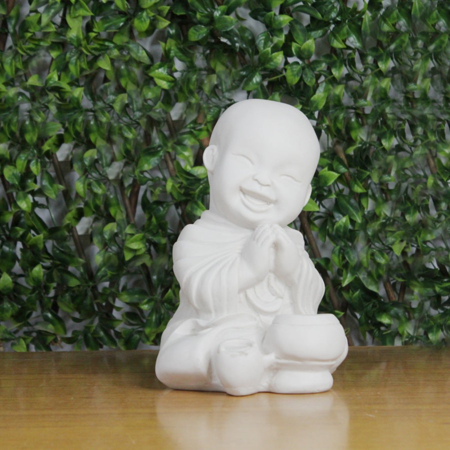 Garden Decor Wonderland Buddha And Monk Statue | Big Monks Statue For Home And Garden Decoration (White)