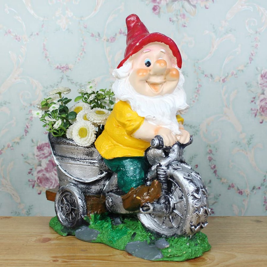 Garden Planters Wonderland | Dwarf/Gnome Riding Bike Planter For Garden Decoration